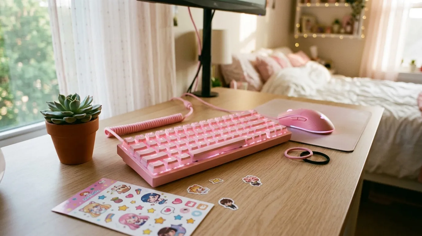 Clavier gamer rose mécanique silencieux pas cher